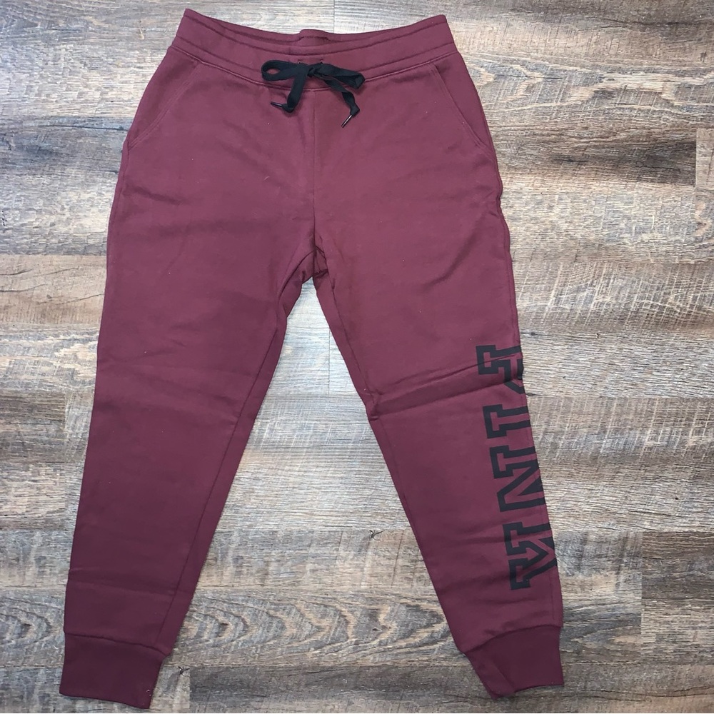 Victoria’s Secret PINK Burgundy/Black Sweatpants Jogging Pants New with Tags